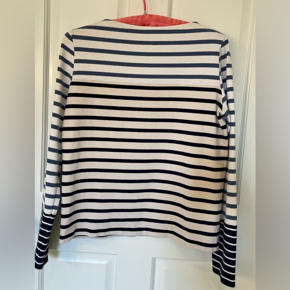 Celine Multi Blue & White Striped Long Sleeve Crew Neck Cotton Top Sz S. - Picture 2 of 9